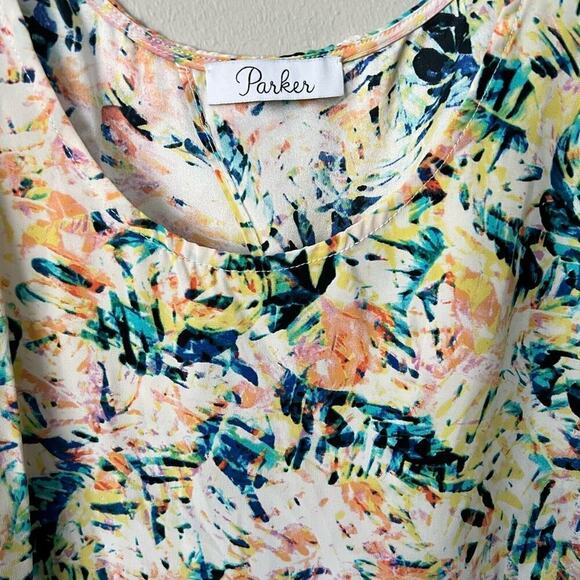 Parker Womens 100% Silk Top One Size Sleeveless Blouse Floral Open Back Tie - Picture 12 of 12